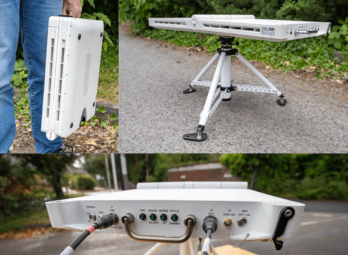 Inster FoldSat LEO Ku man-portable terminal deployed in field